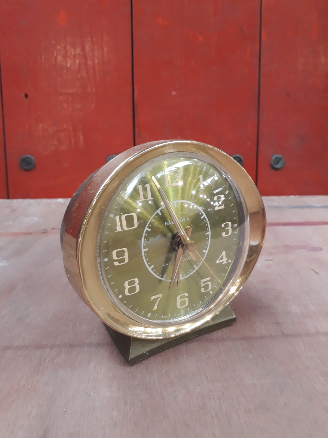 Brass Clock with Green Face