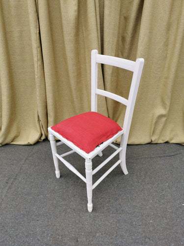 White Wooden Chair with Red Seat