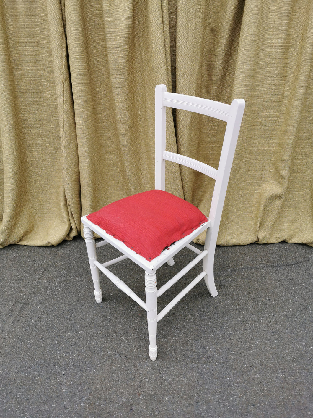 White Wooden Chair with Red Seat