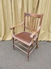 Load image into Gallery viewer, Wooden Carver Chair with Brown Leather Seat