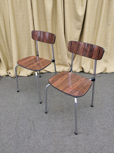 Wood Grain and Chrome Dining Chairs