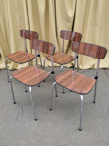 Wood Grain and Chrome Dining Chairs