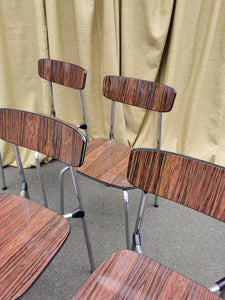 Wood Grain and Chrome Dining Chairs