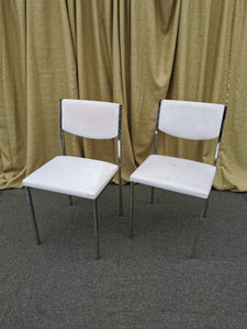 Chrome and White Leather Dining Chairs