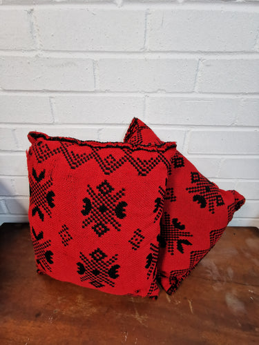 Geometric Red Woven Cushions