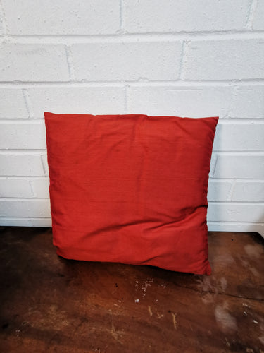 Coral Red Raw Silk Cushion