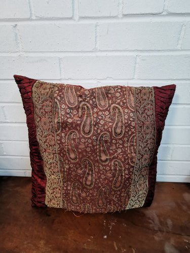 Brocade & Silk Red & Gold Cushion