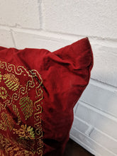 Load image into Gallery viewer, Red Cotton Cushions with Green Embroidery