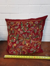 Load image into Gallery viewer, Red Cotton Cushions with Green Embroidery