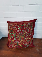 Load image into Gallery viewer, Red Cotton Cushions with Green Embroidery