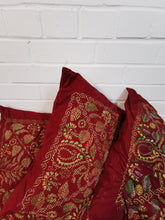 Load image into Gallery viewer, Red Cotton Cushions with Green Embroidery