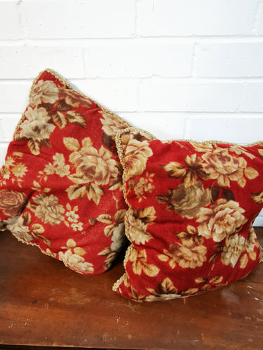 Red & Beige Floral Cushions