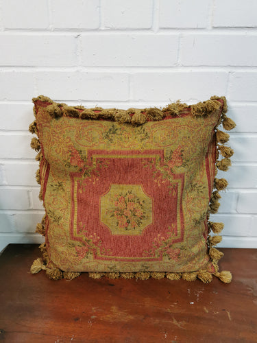 Floral Brocade Cushion with Tassels