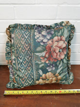 Load image into Gallery viewer, Pale Teal Floral Flounced Cushion