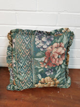 Load image into Gallery viewer, Pale Teal Floral Flounced Cushion