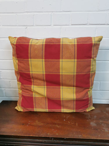 Yellow & Red Checked Cushion