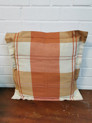 Orange & Beige Plaid Cushion