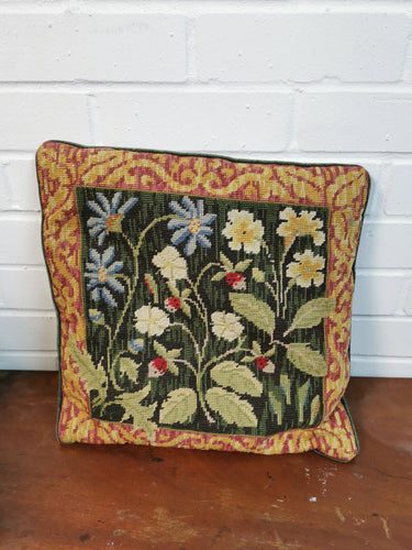 Green Needlepoint Cushion