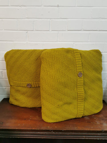 Chartreuse Knitted Cushions