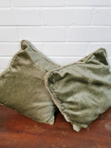 Pale Green Velour Cushions