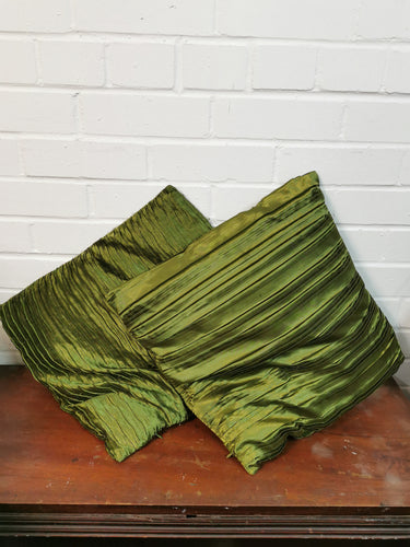 Green Crinkled Cushions