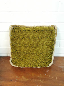 Sage Velvet Pleated Cushion