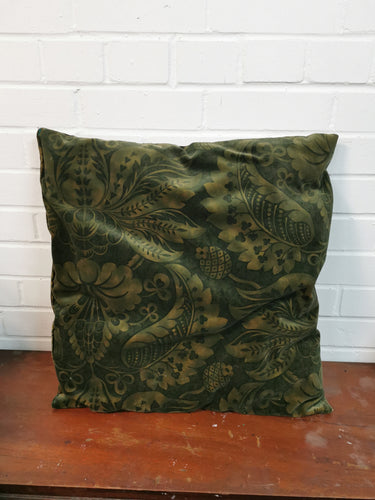 Green Foliate Velvet Cushion