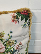 Load image into Gallery viewer, Floral Cushion with Gold Fringe