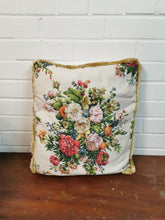 Load image into Gallery viewer, Floral Cushion with Gold Fringe