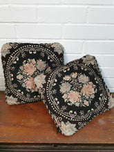 Load image into Gallery viewer, Black Floral Cushions