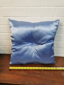 Blue Satin Button Cushion