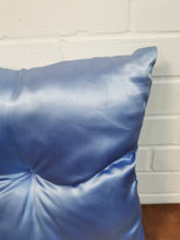 Load image into Gallery viewer, Blue Satin Button Cushion