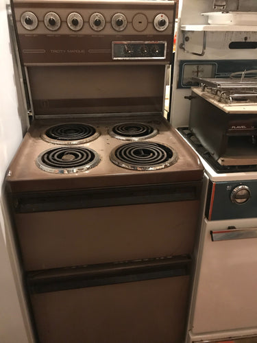 Electric Cooker Beige Enamel 1980s